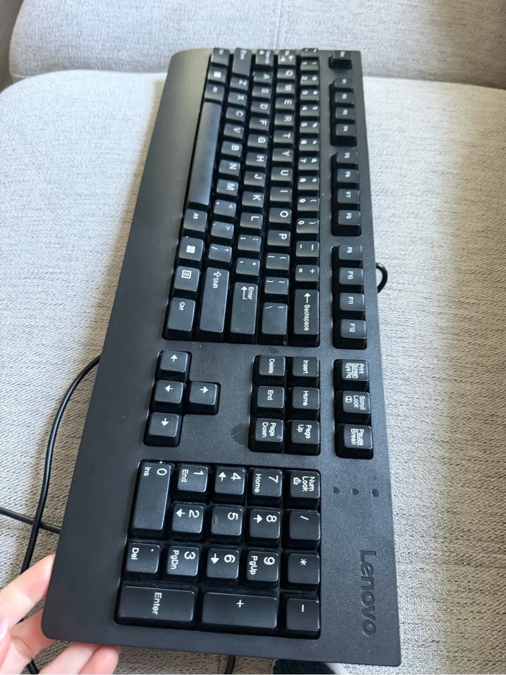 Lenovo Black USB Wired Keyboard (Underside View)